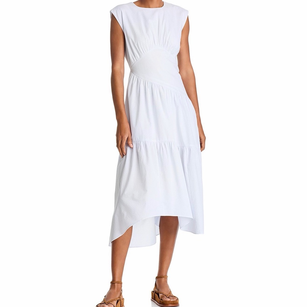 FRAME Seersucker White Sleeveless Dress NWT